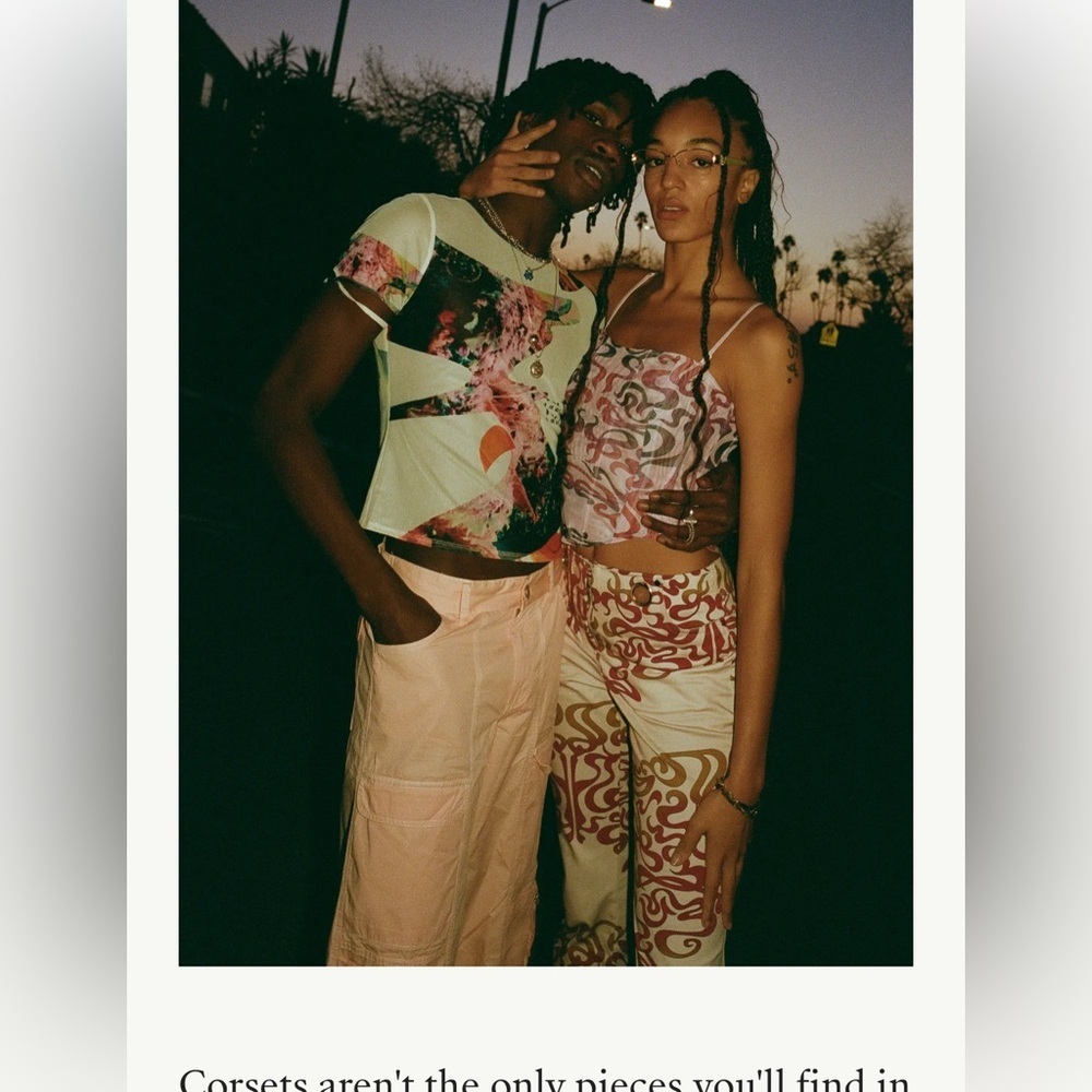 Miaou UO Exclusive Pant Mid Rise Waistless Zip Flare Graphic S